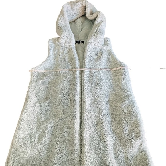 MESH + LACE WOMEN’S SOFT GRAY HOODED TEDDY STYLE VEST SIZE SMALL - Picture 5 of 10